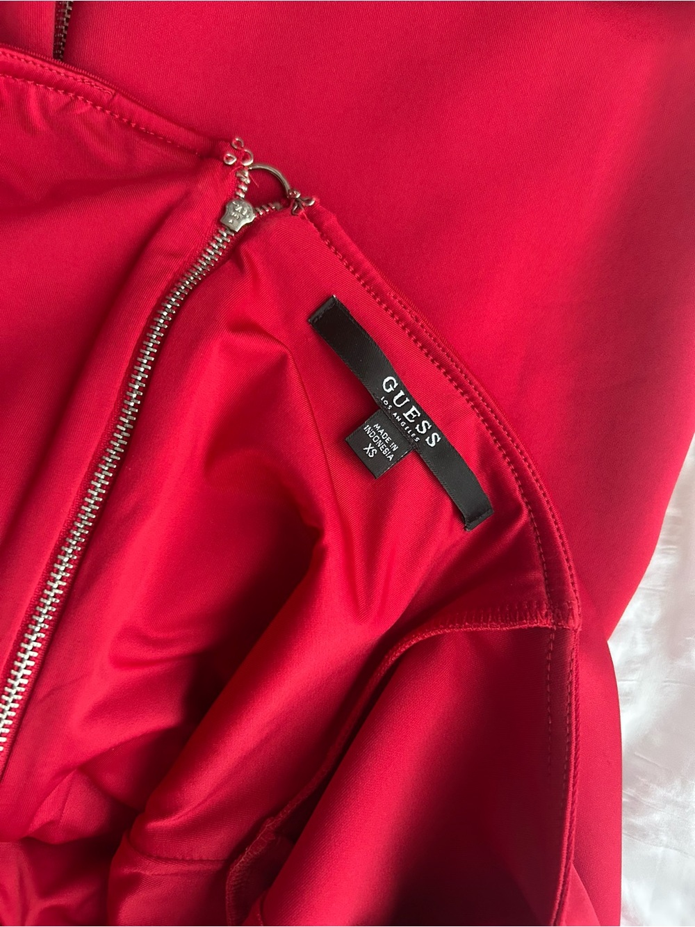 Guess Red Off-Shoulder Ruffle Sheath Dress - Picture 3 of 3